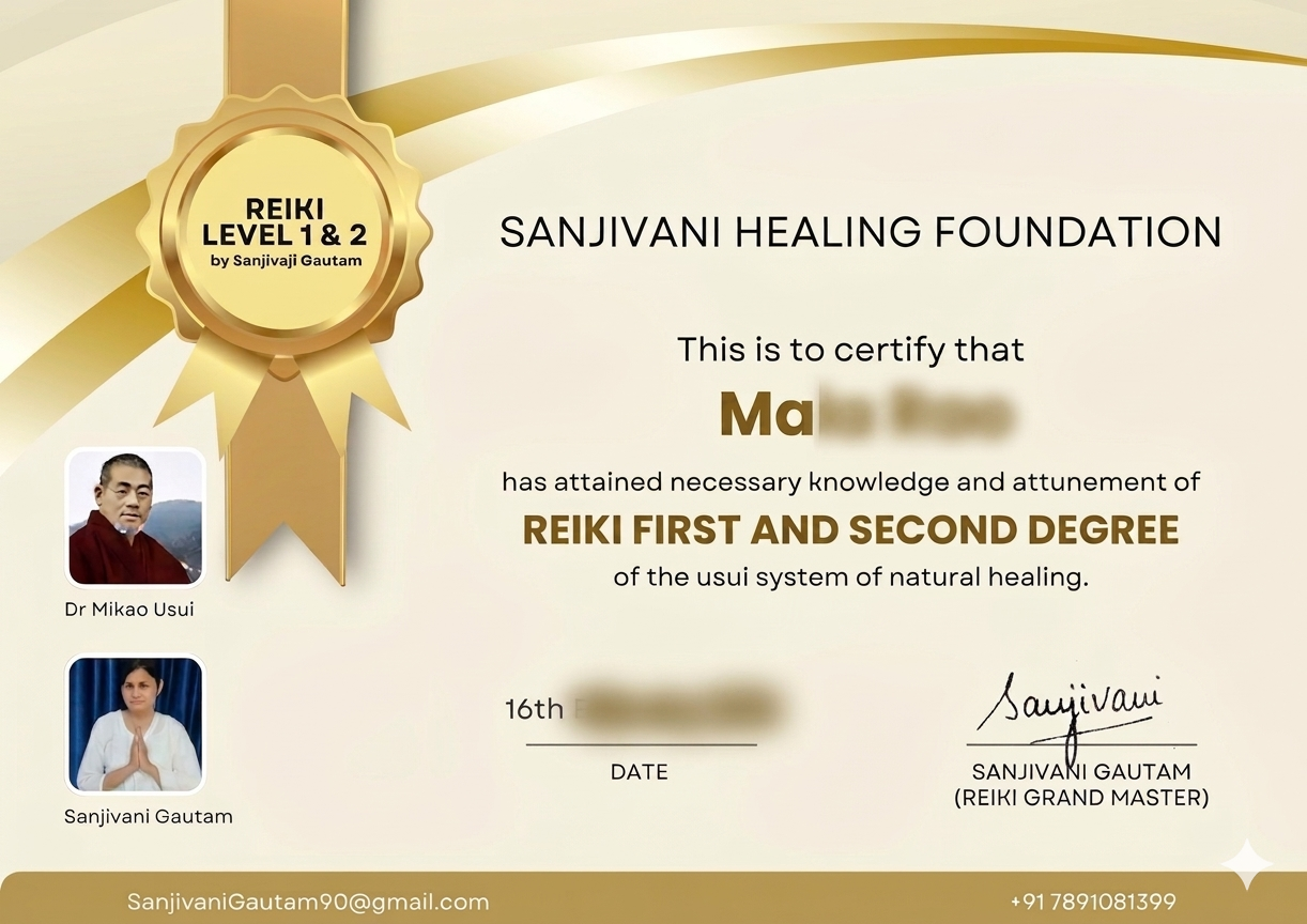 Reiki Healing Certificate Level 1 & 2